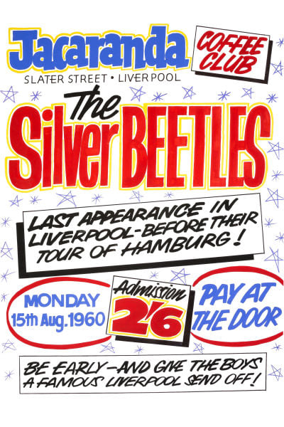 THE BEATLES ポスター シルバー メタリック THE SILVER BEETLES AT THE JACARANDA CLUB CONCERT POSTER 1960 | The